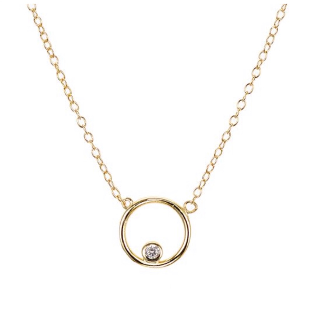 Nwt Pav Circle Pendant Necklace